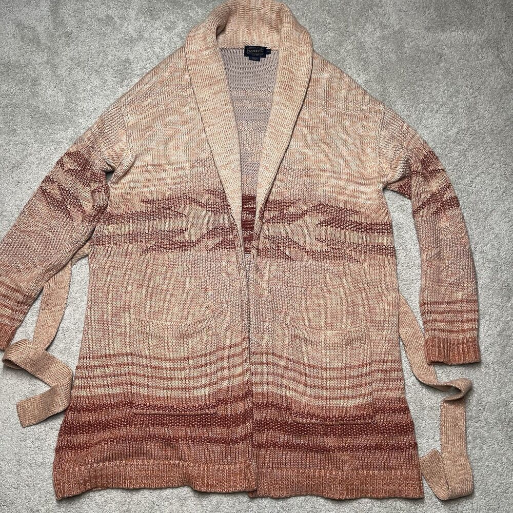 Pendleton Monterey Cardigan Sweater Womens XL Belted Aztec Southwestern Cotton - Picture 6 of 12